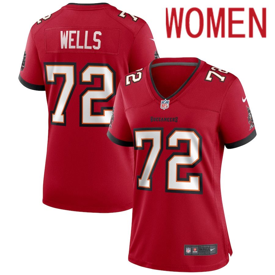 Women Tampa Bay Buccaneers 72 Josh Wells Nike Red Game NFL Jersey